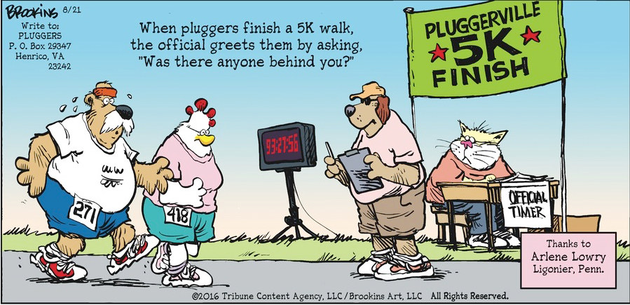 PLUGGERS FINSHING THE RACE COMIC