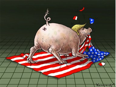 pig-trump-eating-us-flag