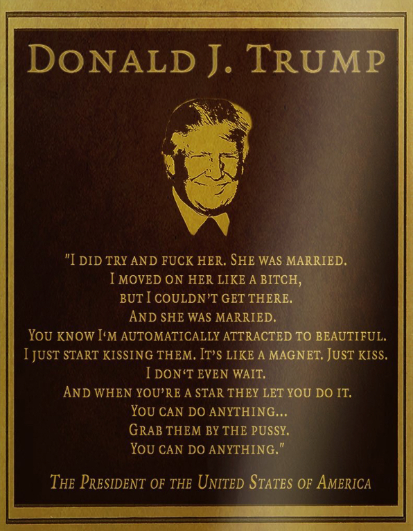 TRUMP PUSSY GRABBER PLAQUE 2